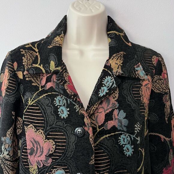 Portrait Tapestry Long Button Up Jacket Size M - Picture 2 of 4